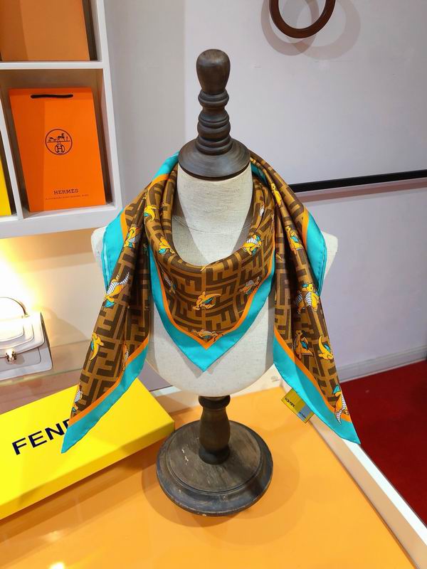 Fendi silk scarf 90X90cm E15 (13)